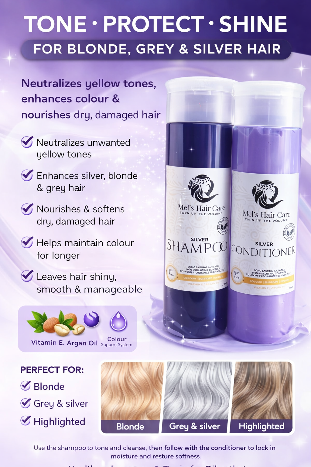 500ml Silver Shampoo & Conditioner