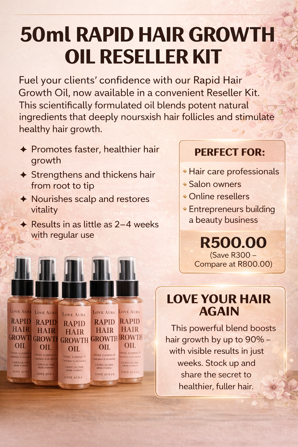 50ml Rapid Hair Growth Oil- Reseller Kit