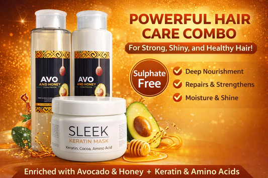 AVO AND HONEY SHAMPOO & CONDITIONER + SLEEK KERATIN MASK