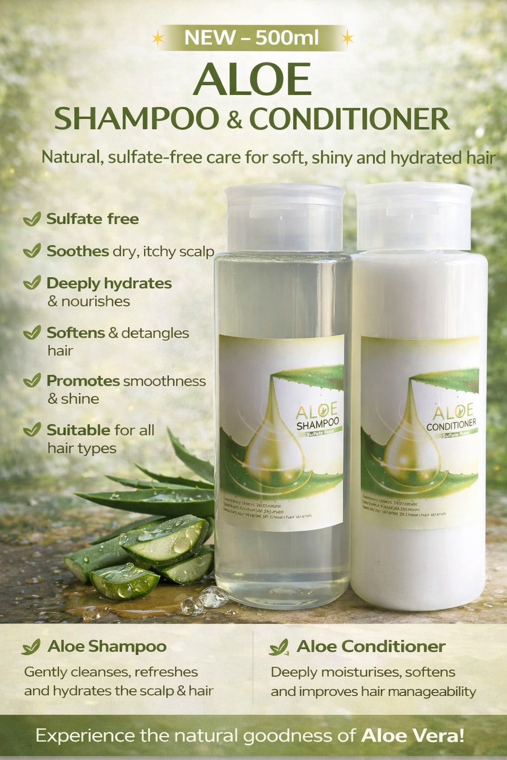 500ml Sulphate Free Aloe Shampoo & Conditioner